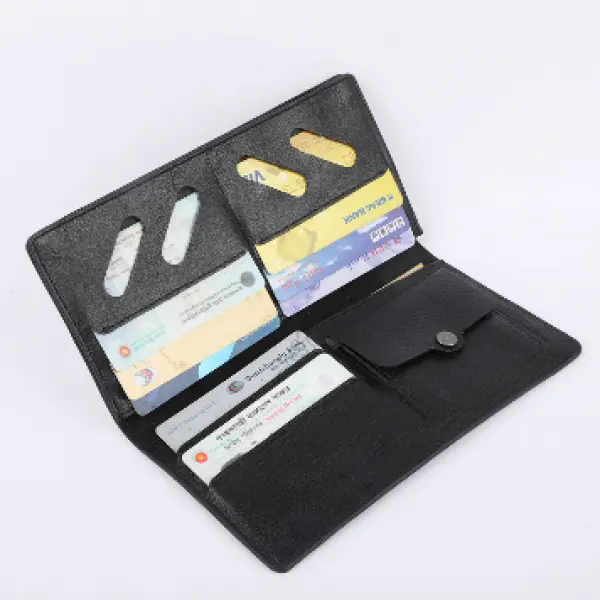 Black Executive Genuine Leather Long Wallet