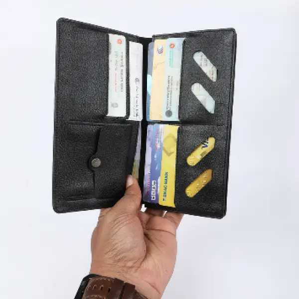 Black Executive Genuine Leather Long Wallet